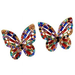 Women Rhinestone Butterfly Decor Stud Earring
